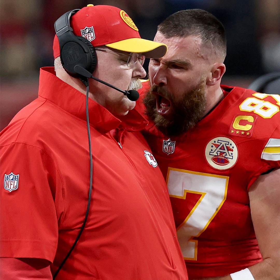 Travis Kelce Has Heated Moment with Coach Andy Reid at Super Bowl 2024